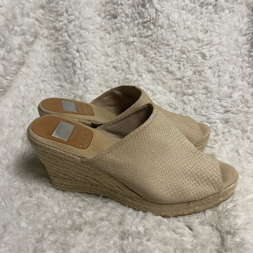 Kanna made in Spain leather suede Beige  Platform Wedge Espadrille SandalsSZ10.5